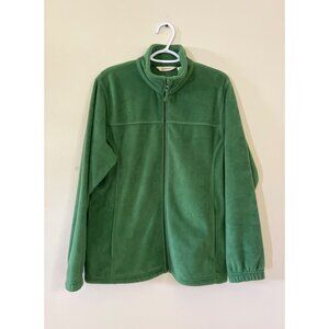 St. John's Bay Mens Large Green Fleece Jacket Full Zip Vintage Zipped Pockets